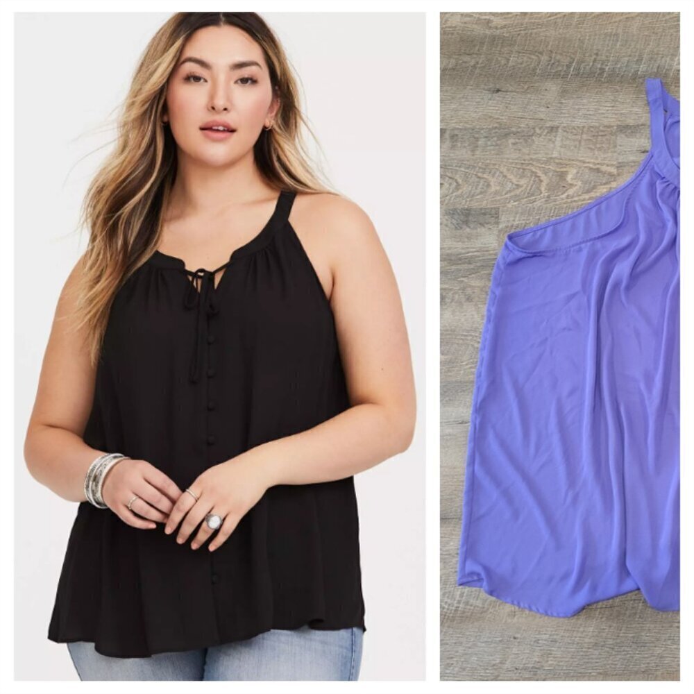 TORRID | Georgette Split Tie Neck Tank Top Blouse | Sz. 6X